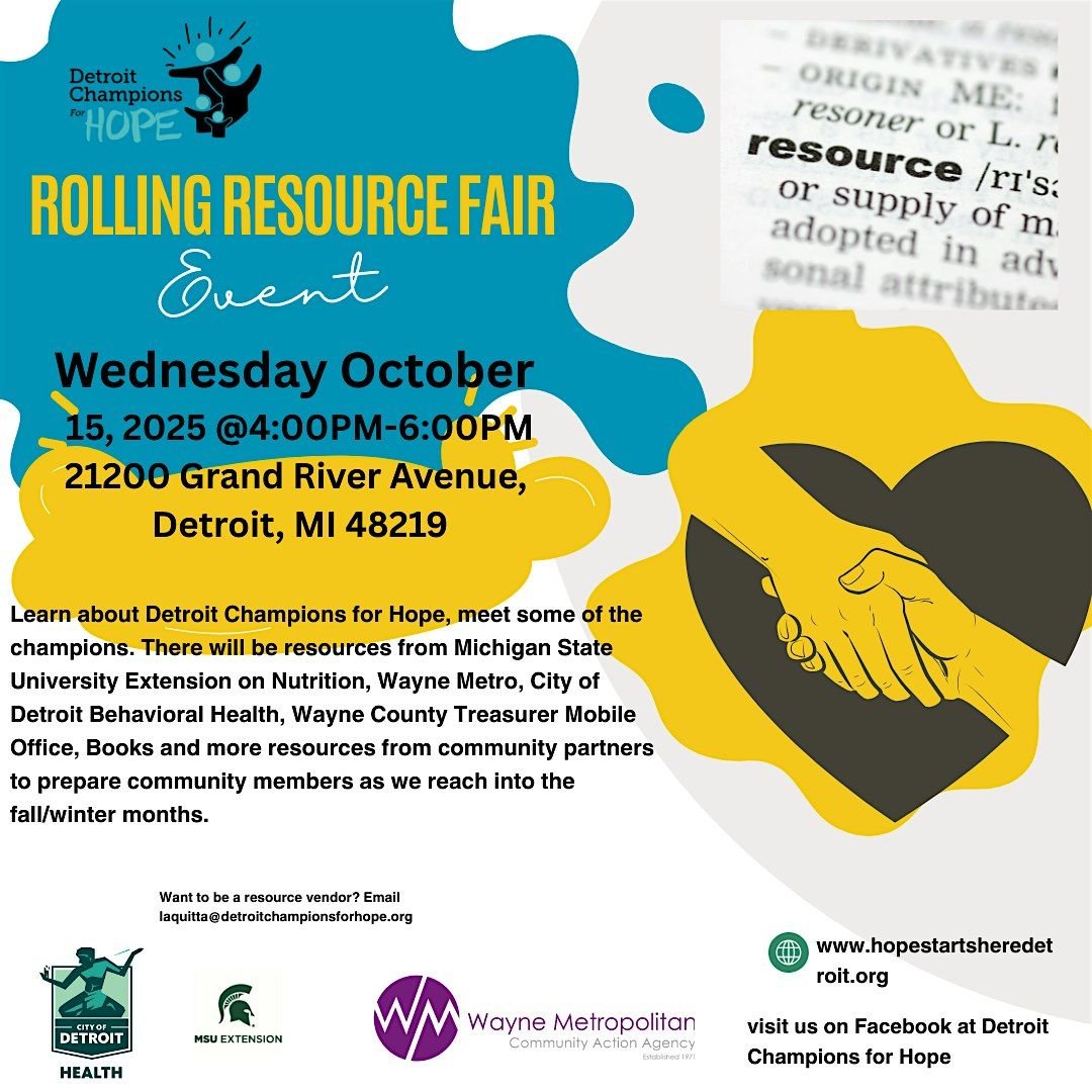 Community Rolling Resources, 15 October | Event in Detroit | AllEvents