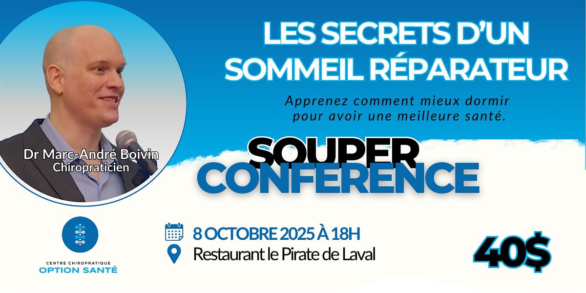 Souper-conférence: Les secrets d'un sommeil réparateur, 8 October | Event in Laval | AllEvents