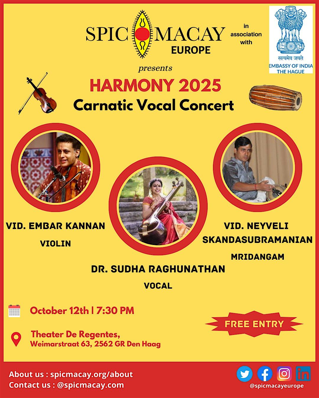 Harmony 2025 - A vocal concert by Dr. Sudha Raghunathan, 12 October | Event in Den Haag | AllEvents