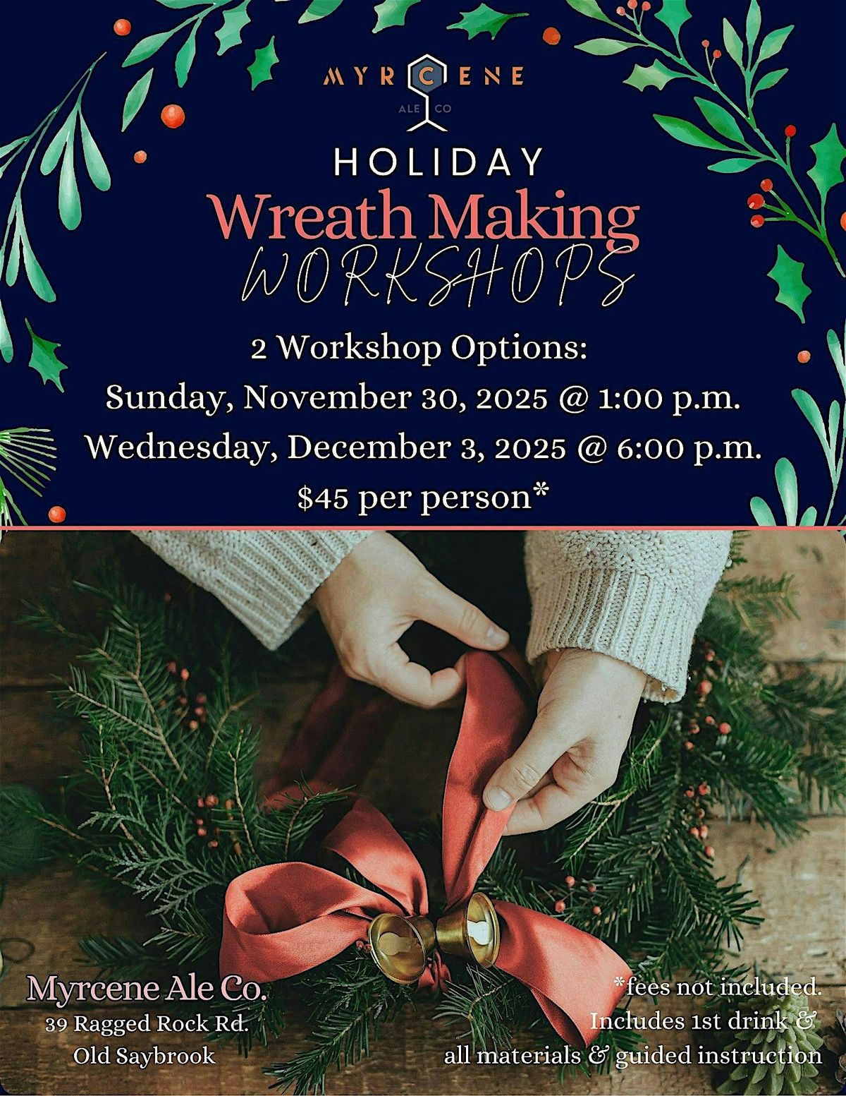 Holiday Wreath Making Workshop, 30 November | Event in Old Saybrook | AllEvents