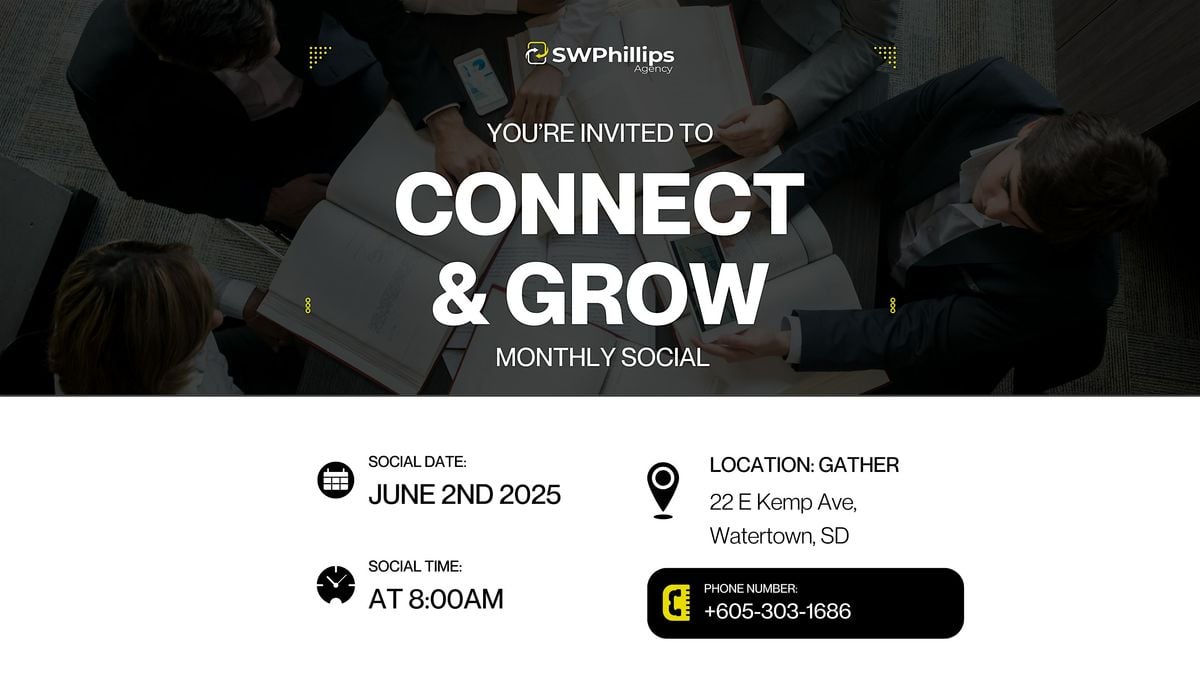 Connect & Grow: Monthly Social (June 2nd), 2 June | Event in Watertown | AllEvents