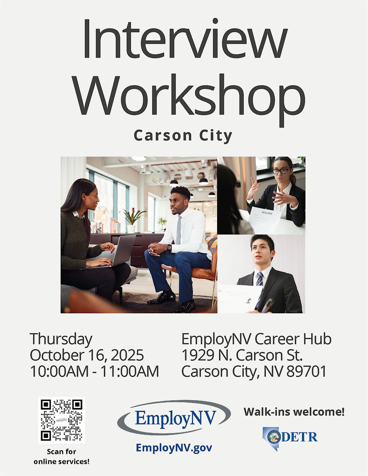 Interview Workshop, 16 October | Event in Carson City | AllEvents