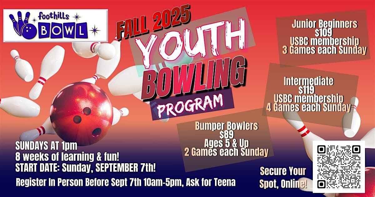 Fall 2025 Youth Bowling Program at Foothills Bowl!, 7 September | Event in Auburn | AllEvents
