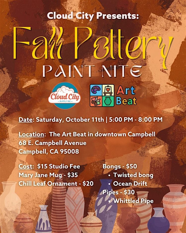 Fall Pottery Paint Nite at The Art Beat 2025, 11 October | Event in Campbell | AllEvents