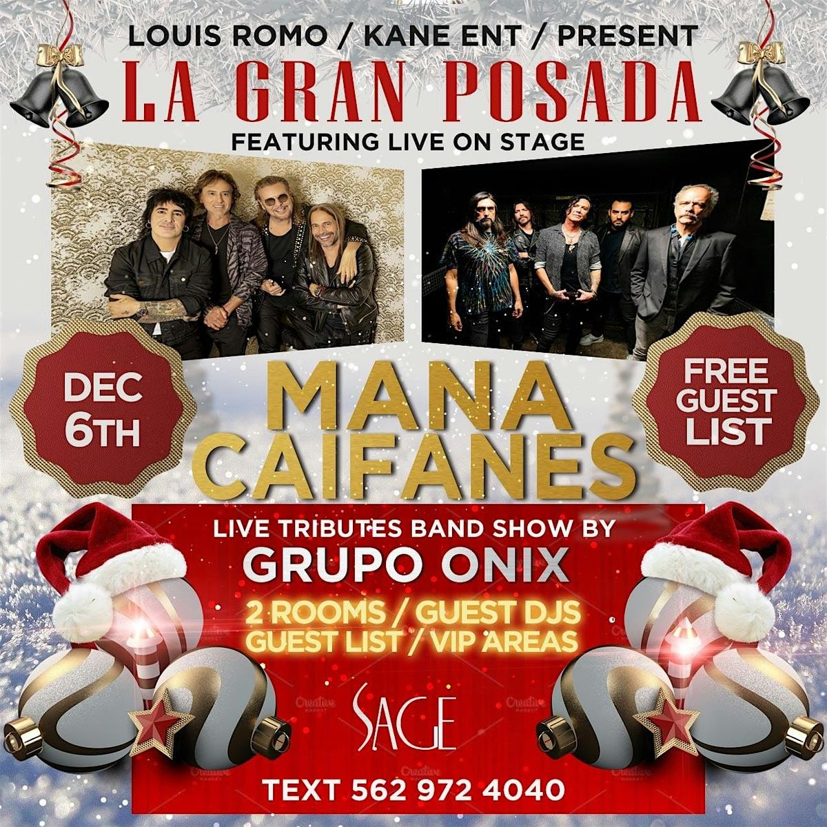 MANA / CAIFANES FREE TRIBUTE BAND SHOW/ SAT DEC 6, 6 December | Event in Whittier | AllEvents