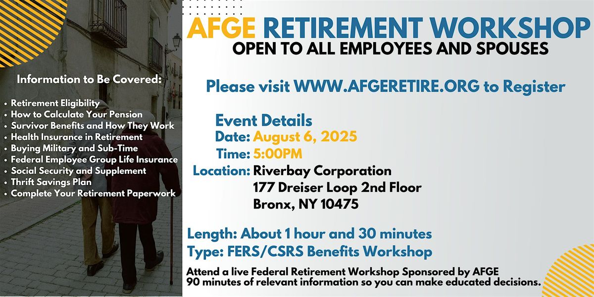 Federal Employee Retirement Meeting Bronx - 08/06/25, 6 August | Event in The Bronx | AllEvents