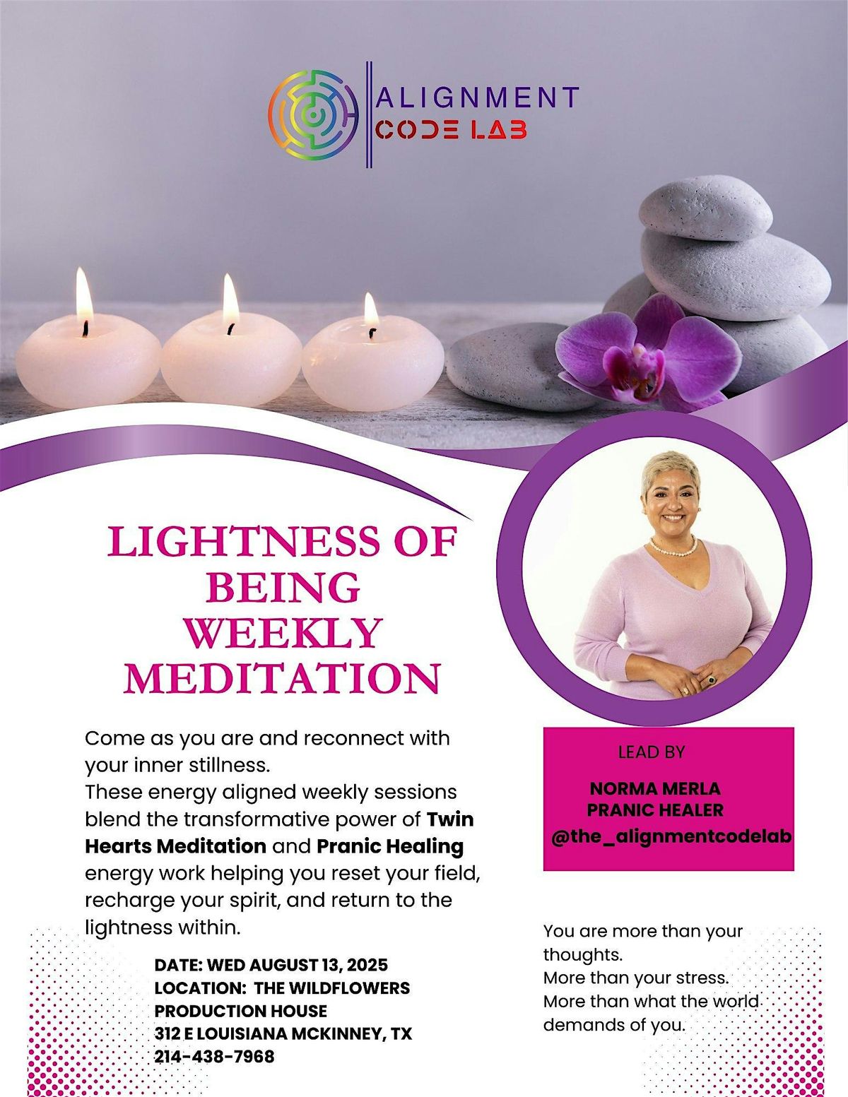 Lightness Of Being Weekly Meditation by The Alignment Code Lab, 20 August | Event in McKinney | AllEvents