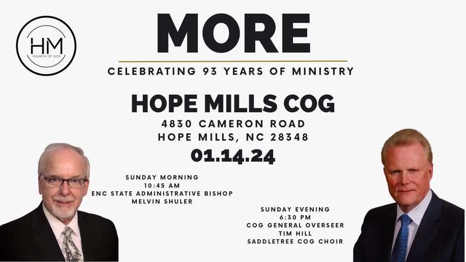 Hope Mills 93rd Anniversary , Hope Mills Church of God, January 14 2025