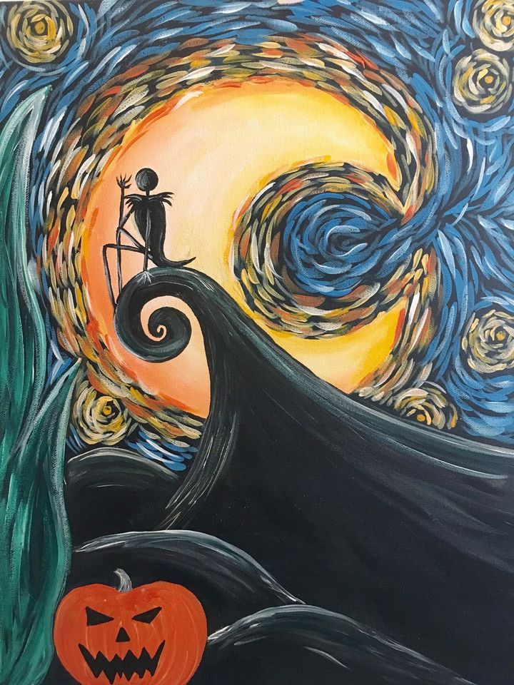 Sold Out!!! Halloween Paint and Sip Starry Night + Jack Skellington