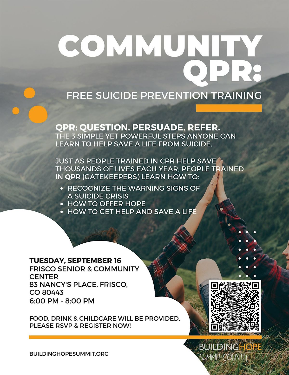 Community QPR (Question. Persuade. Refer): Suicide Prevention Training, 16 September | Event in Frisco | AllEvents
