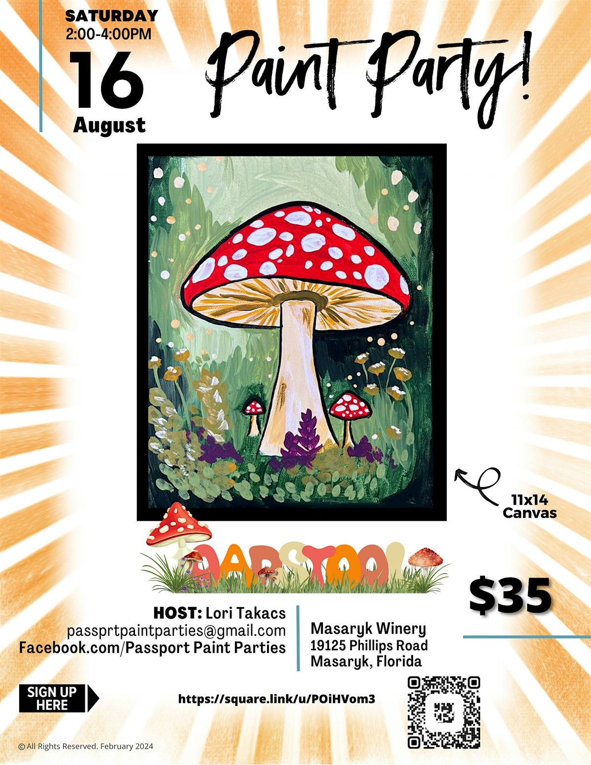 8.16.25 Toadstool Paint and Sip at Masaryk Winery, 23 August | Event in Masaryktown | AllEvents