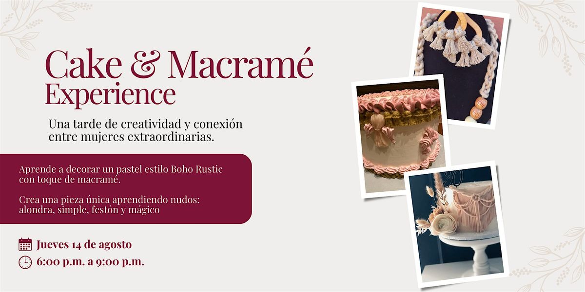 Cake  & Macramé Experience, 14 August | Event in Reading | AllEvents