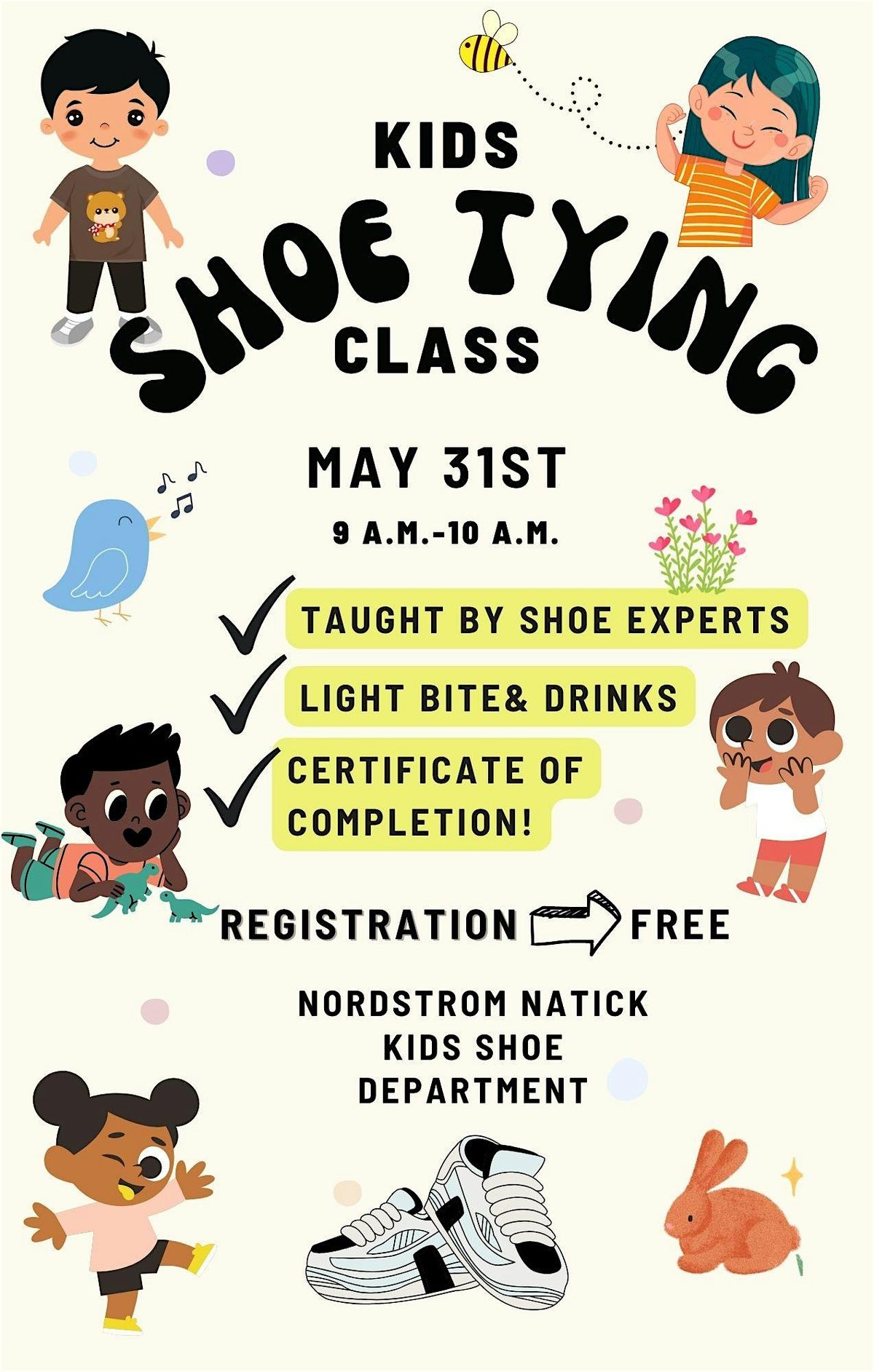 Kid's Shoe Tying Class, 31 May | Event in Natick | AllEvents