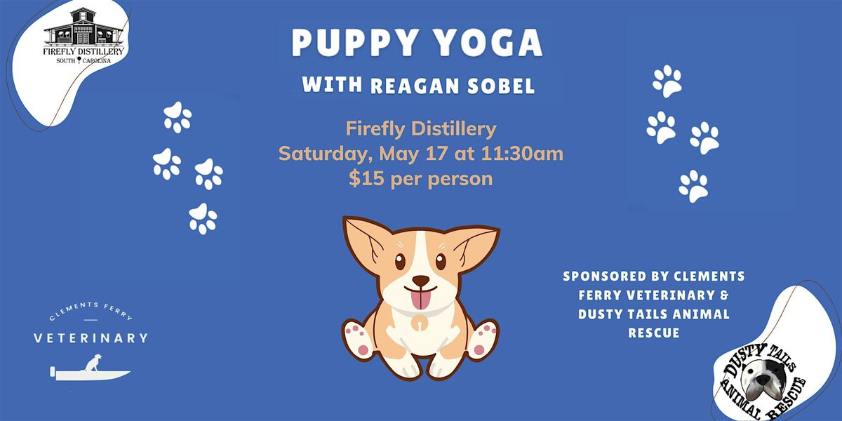 Puppy Yoga at Firefly Distillery, 17 May | Event in North Charleston | AllEvents