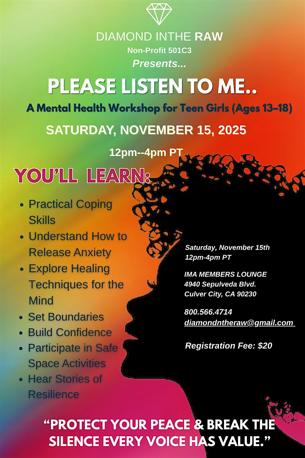 Please Listen To  Me -A Mental Health Workshop for Teens | Event in Culver City | AllEvents
