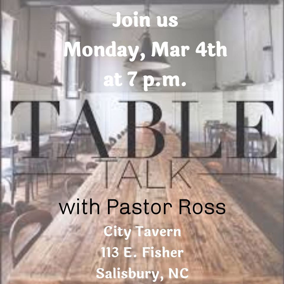 Table Talk, City Tavern Salisbury, March 4 2024 AllEvents.in