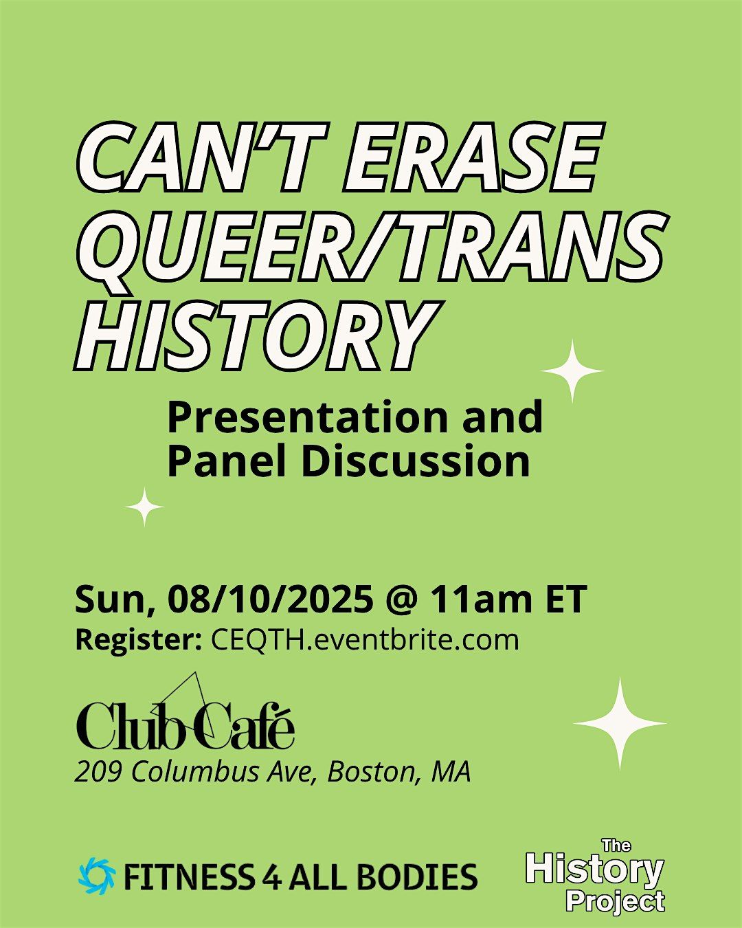 Can’t Erase Queer/Trans History: Presentation and Panel Discussion, 10 August | Event in Boston | AllEvents