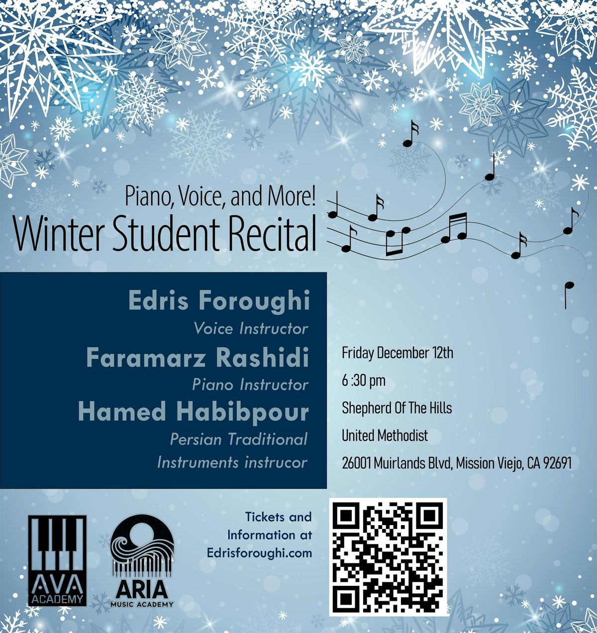 Performer sign-up. OC Winter Student Recital, 12 December | Event in Mission Viejo | AllEvents