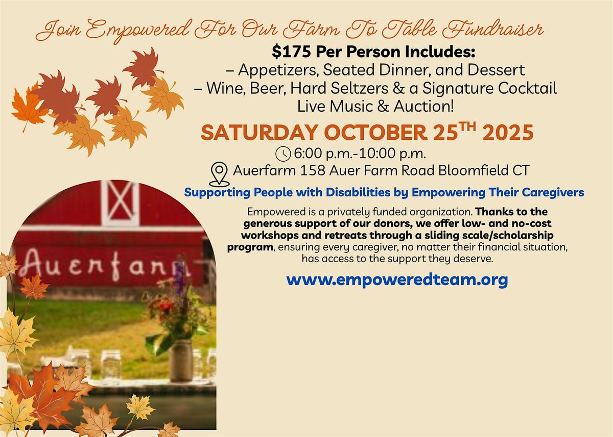 Empowered's Farm to Table Dinner, 25 October | Event in Bloomfield | AllEvents
