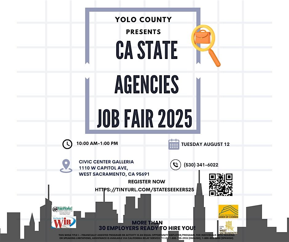 YoloWorks Presents CA State Agencies Job Fair 2025 | Event in West Sacramento | AllEvents