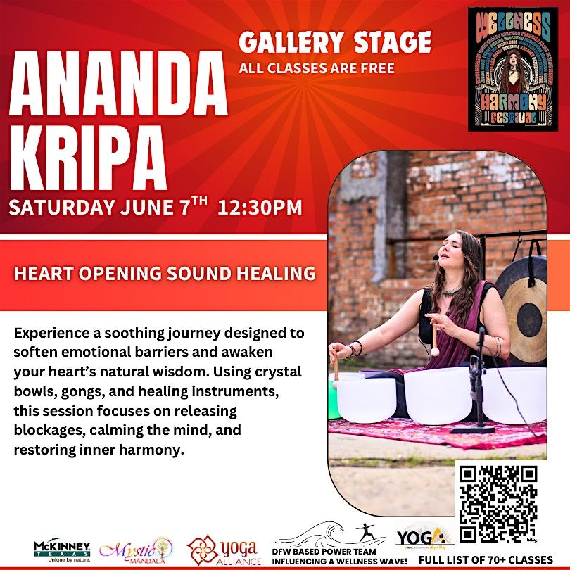 FREE CLASS : Heart Opening Sound Healing with Ananda Kripa, 7 June | Event in McKinney | AllEvents