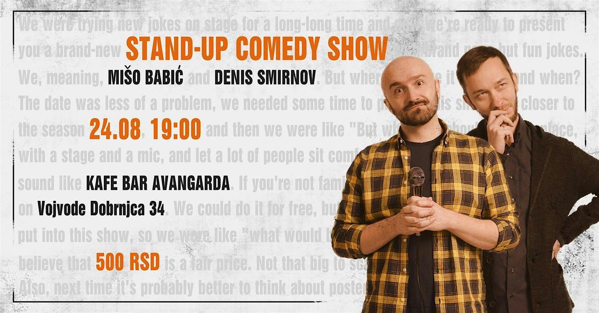 Stand-up comedy duo show, 24 August | Event in Beograd | AllEvents