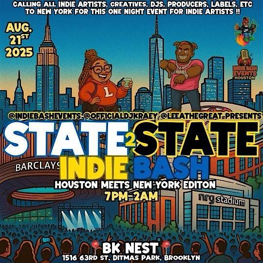 State 2 State Indie Bash- Houston Meets New York, 21 August | Event in Brooklyn | AllEvents
