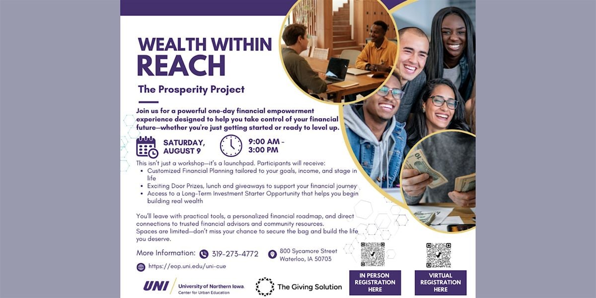 Wealth Within Reach: The Prosperity Project, 9 August | Event in Waterloo | AllEvents