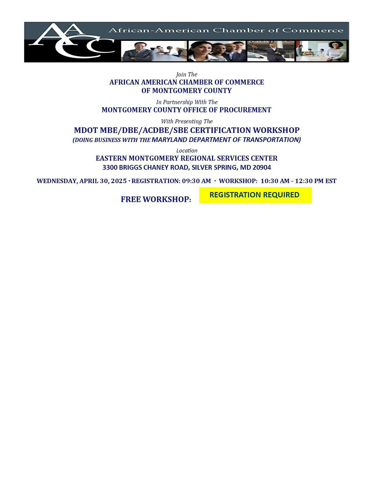 MDOT MBE/DBE/ACDBE/SBE CERTIFICATION WORKSHOP | Event in SILVER SPRING | AllEvents