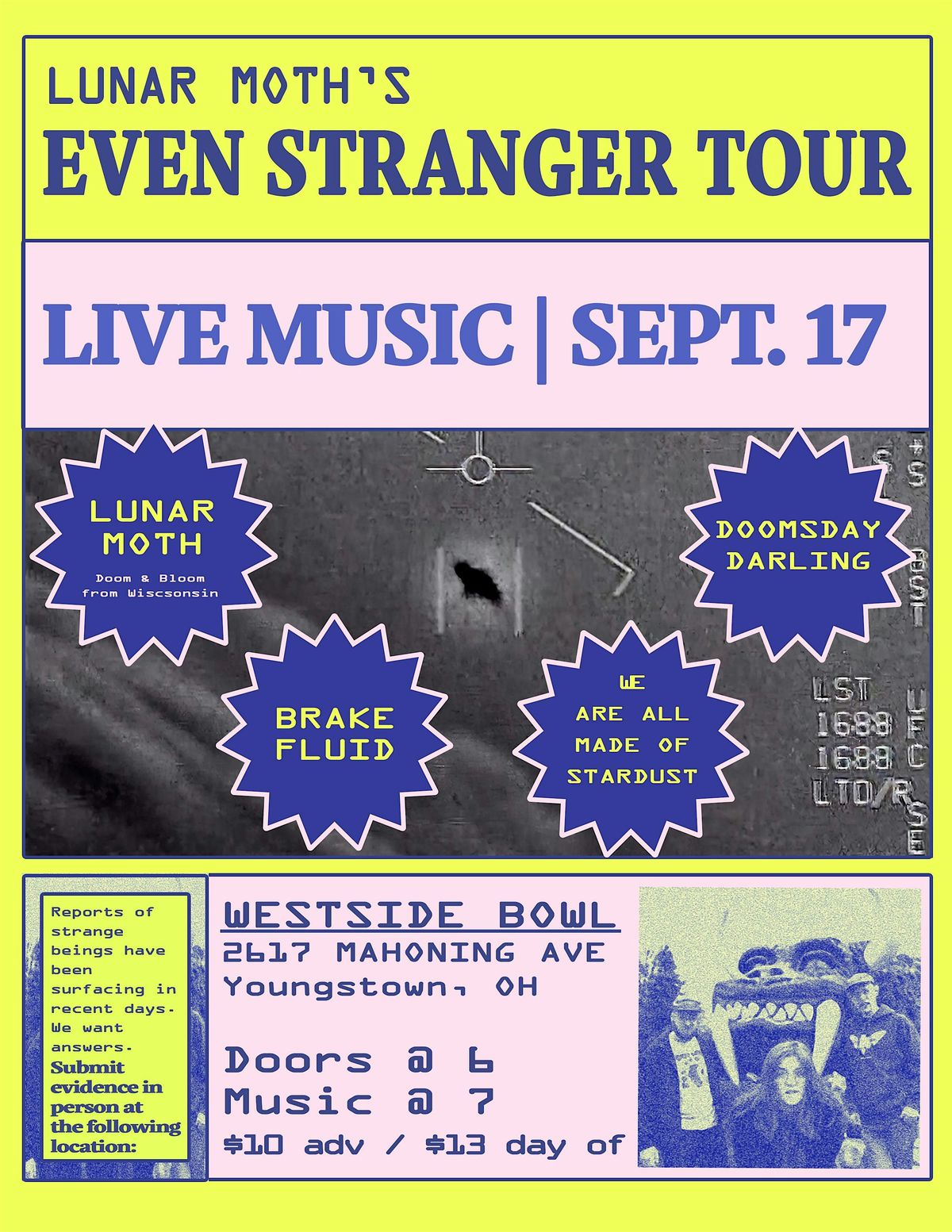Lunar Moth/Brake Fluid/Doomsday Darling/weareallmadeofstardust, 17 September | Event in Youngstown | AllEvents