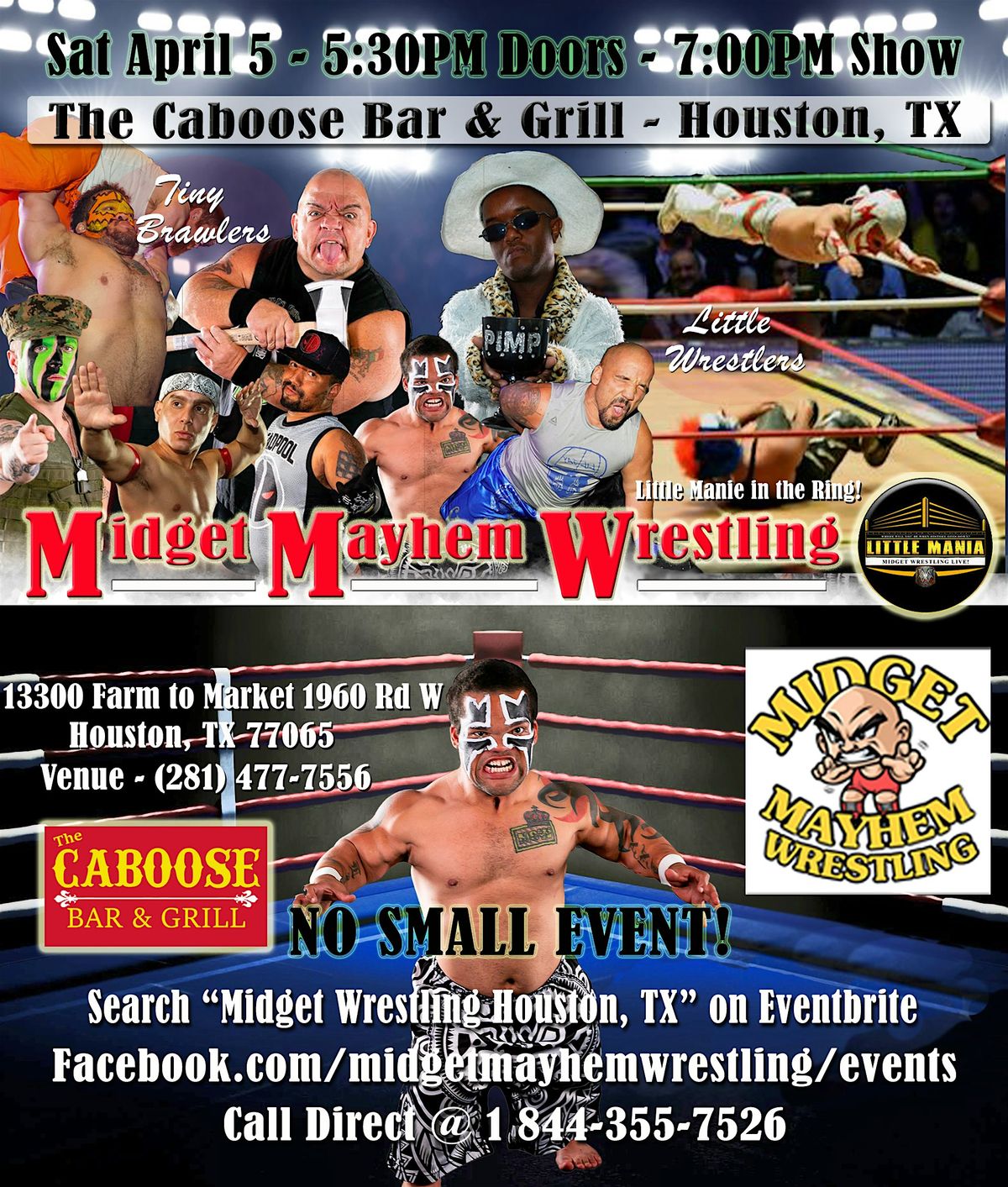 Midget Mayhem Wrestling Rips Through the Ring! Watkins Glen NY 12+, 31 May | Event in Houston | AllEvents