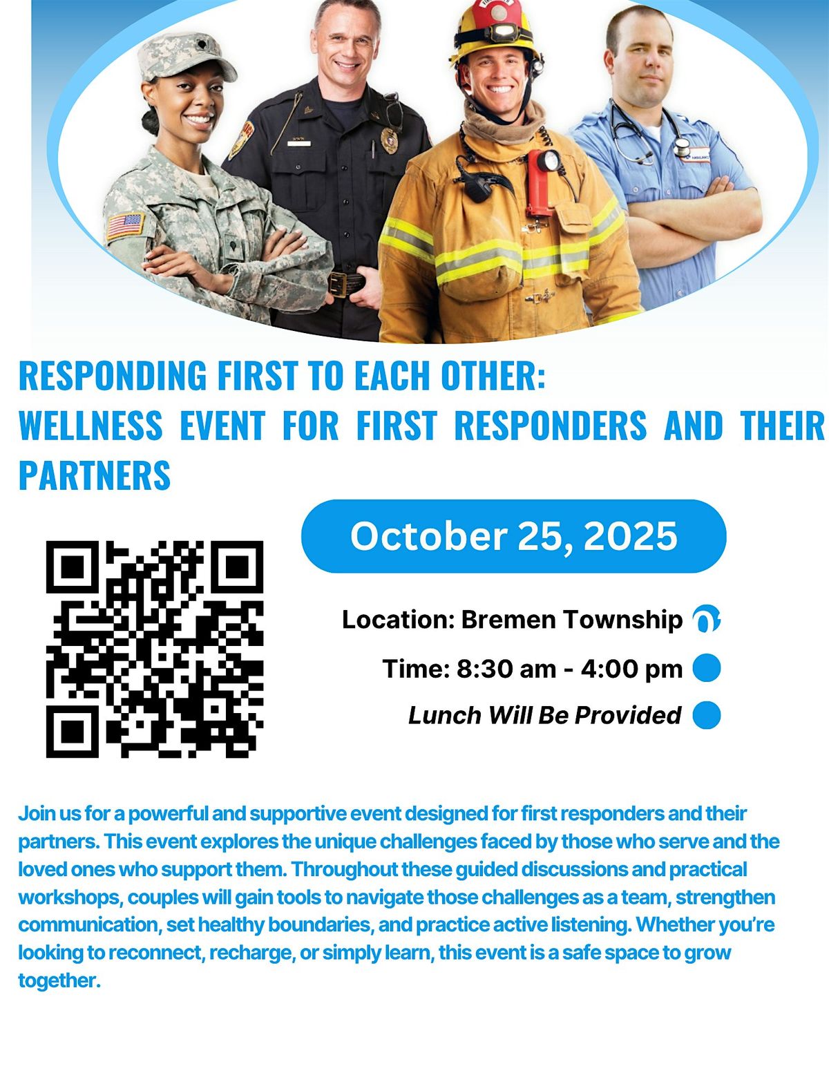 Responding First To Each Other: Wellness for First Responders and Spouses, 25 October | Event in Oak Forest