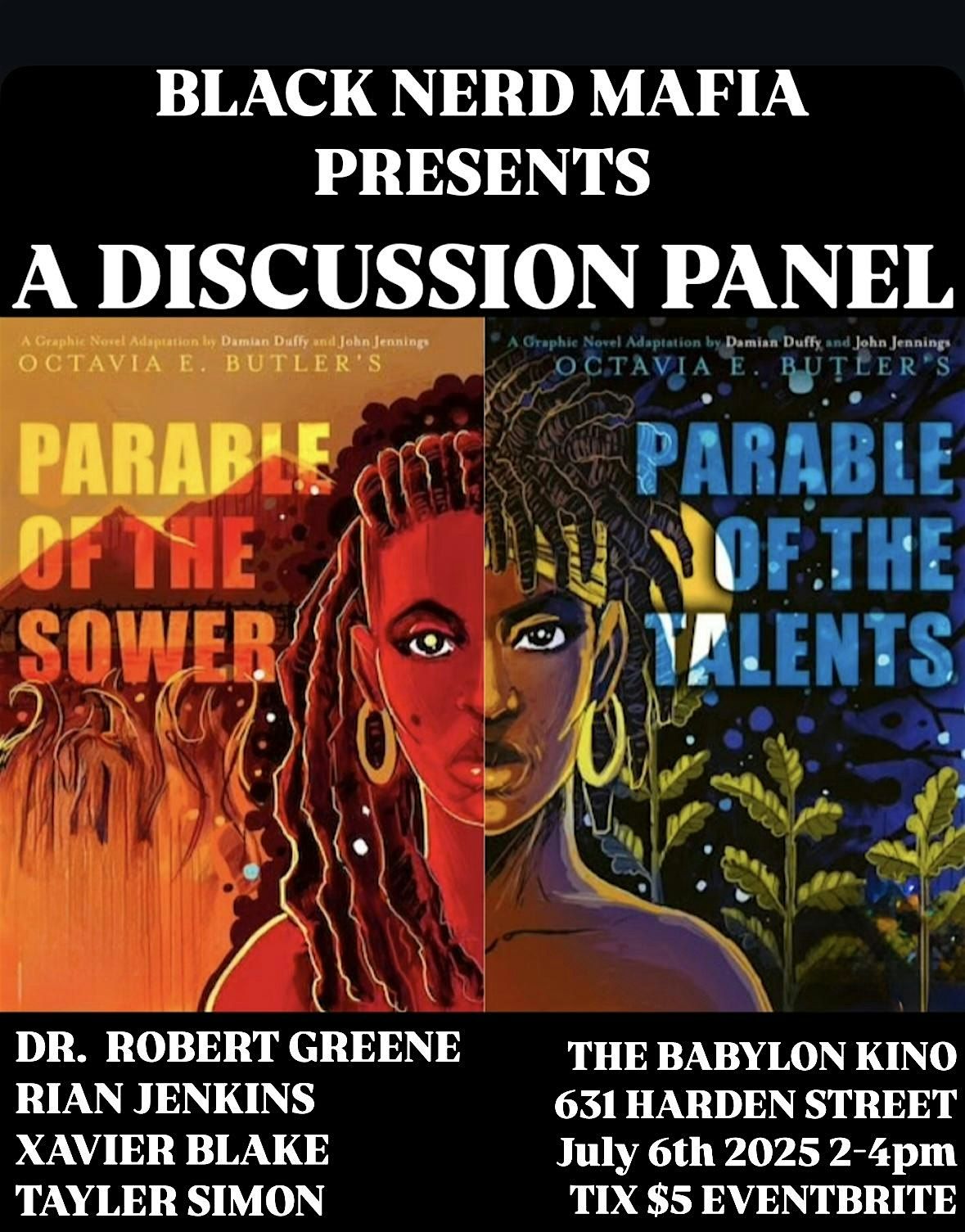 OCTAVIA E BUTLER’S PARABLE OF THE SOWER AND TALENTS DISCUSSION PANEL | Event in Columbia | AllEvents