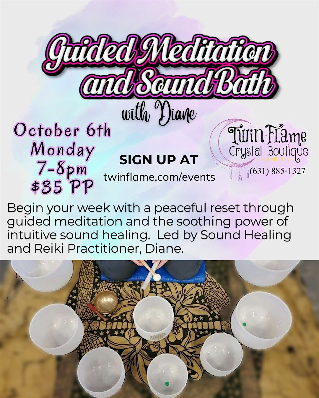 Sound Bath Meditation led by Diane, 6 October | Event in Bethpage | AllEvents