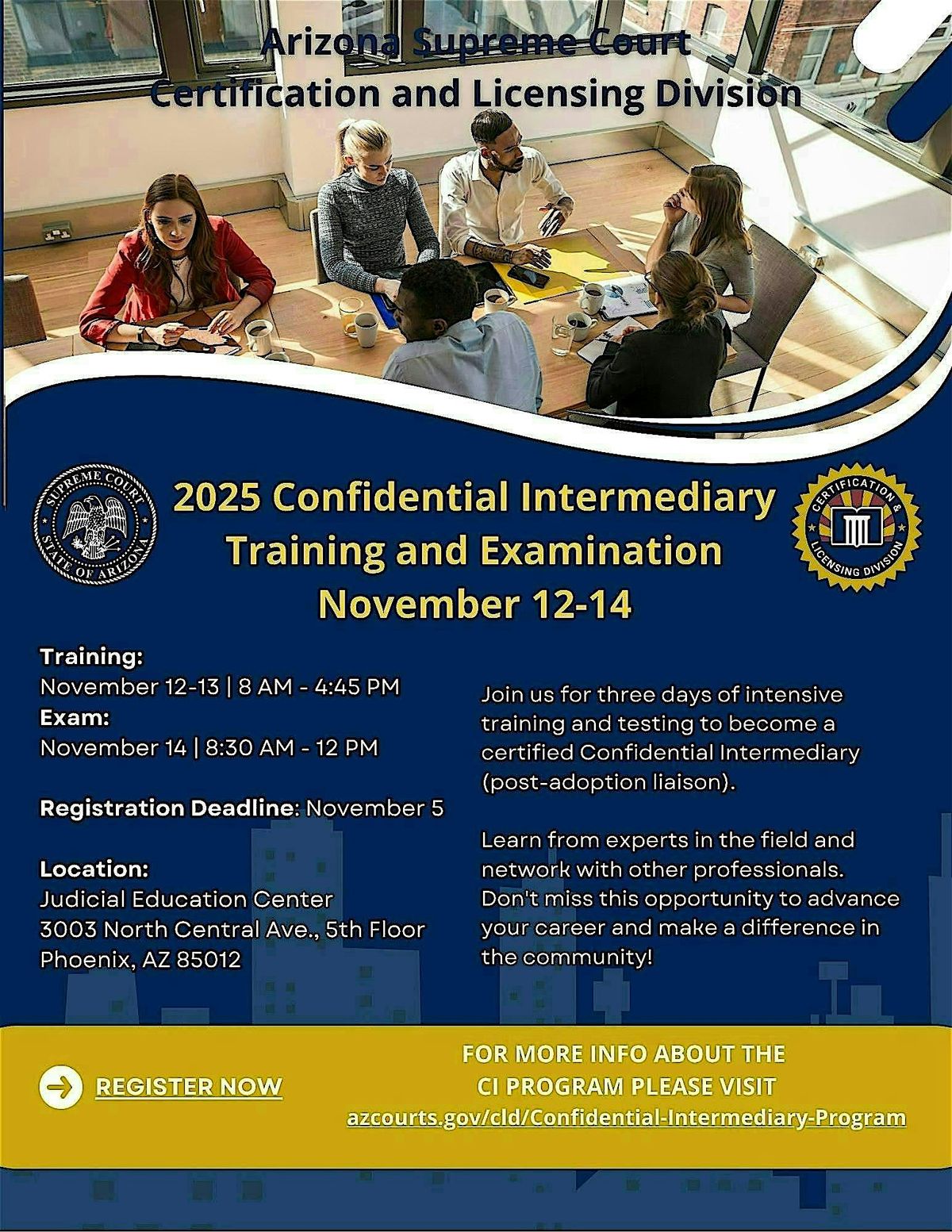2025 Confidential Intermediary Training and Examination November 12-14, 12 November | Event in Phoenix | AllEvents