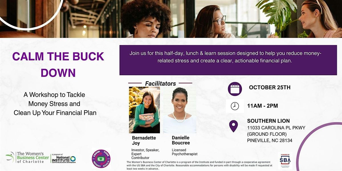 Calm the Buck Down - Free Lunch & Learn Workshop, 25 October | Event in Pineville | AllEvents