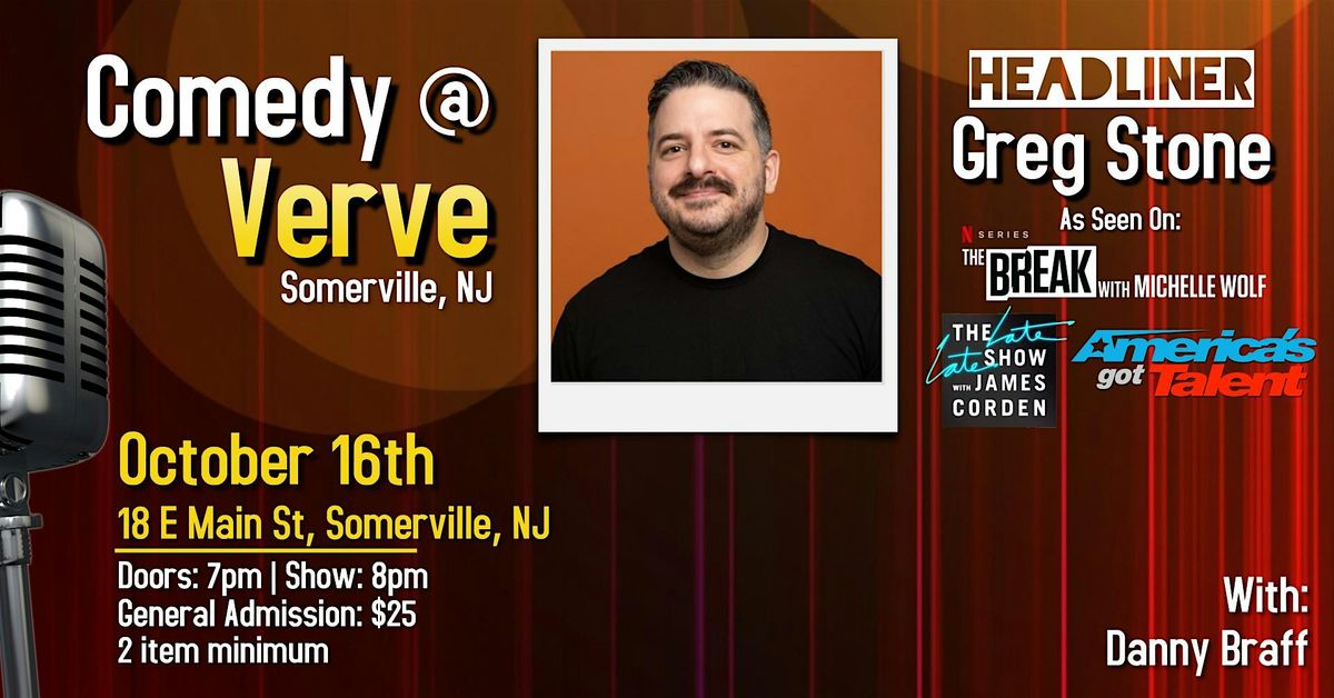 Comedy at Verve w/ Greg Stone, 16 October | Event in Somerville | AllEvents
