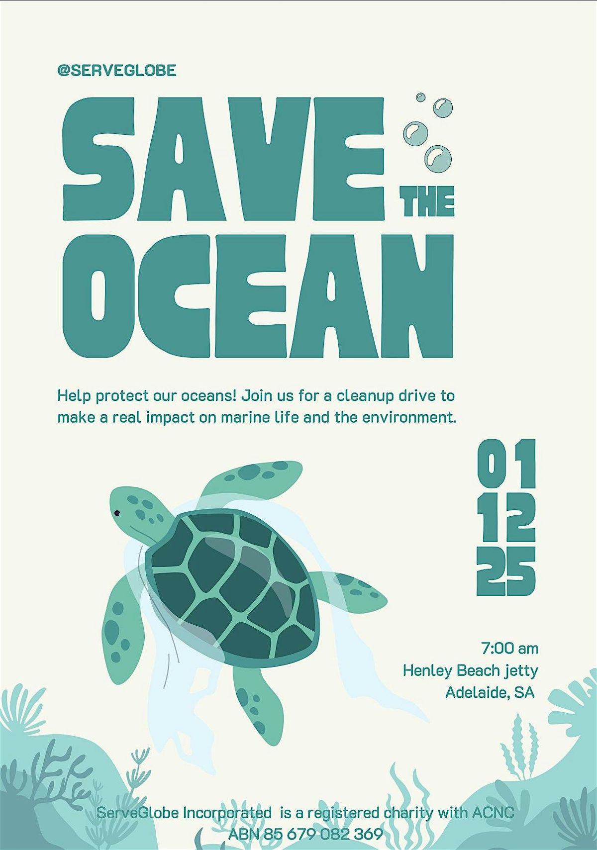 ServeGlobe Ocean clean-up, 1 December | Event in Henley Beach | AllEvents