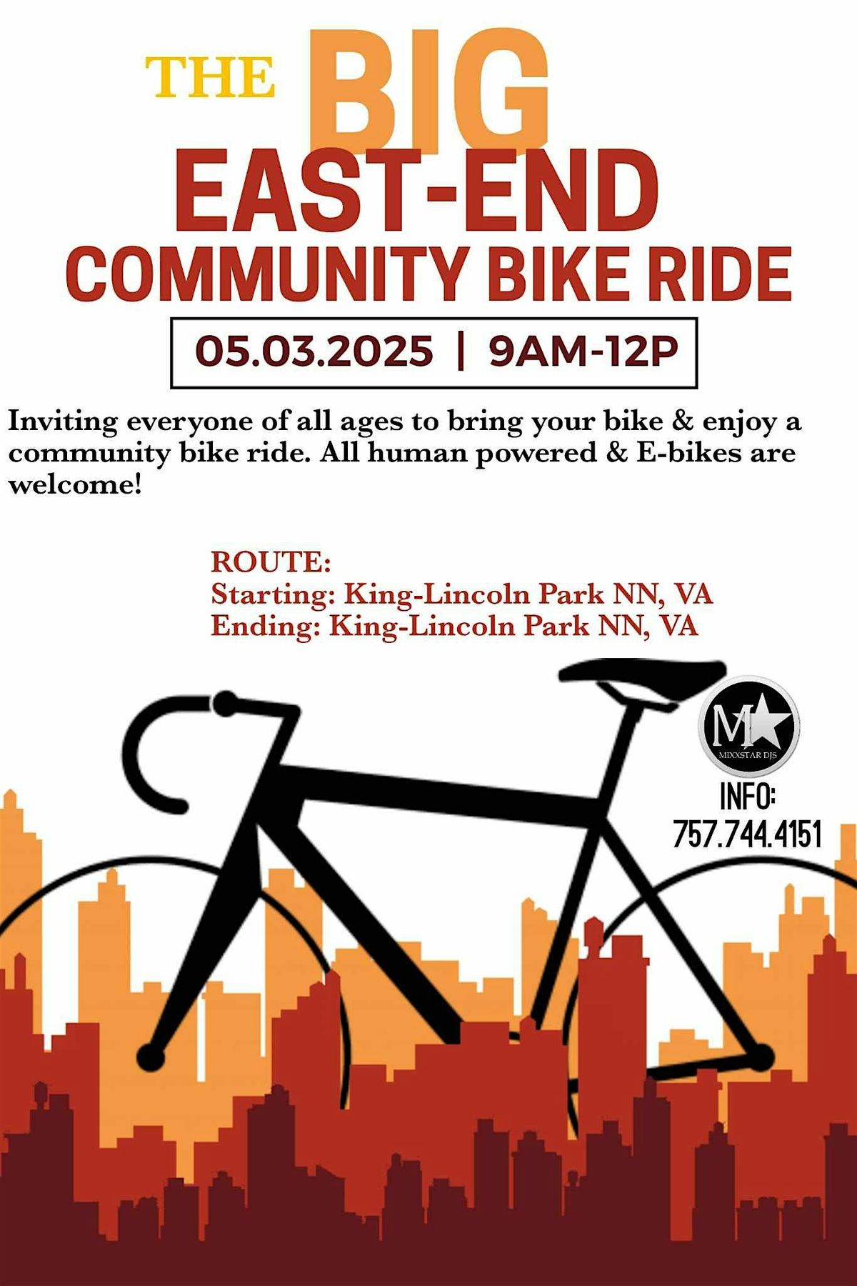 THE BIG EAST-END COMMUNITY BIKE RIDE, 3 May | Event in Newport News | AllEvents