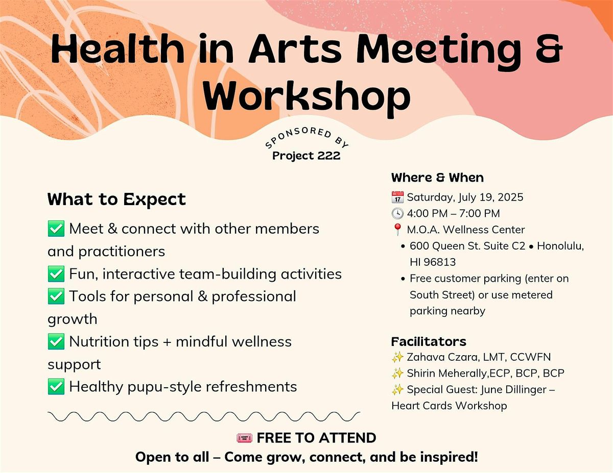 Projwect 222 Health in Arts Workshop, 19 July | Event in Honolulu | AllEvents