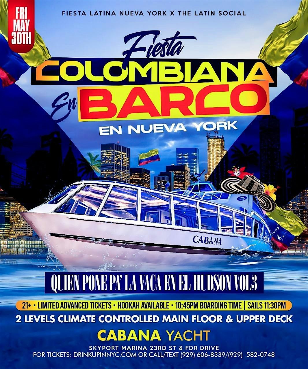 Sabor a Colombia VOL. 3 - Colombian Latin Midnight Yacht Party: Fri, 5/30
