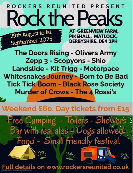 Rock the Peaks 2025 - 29th August to 1st September, Derbyshire. DE4 2PH., 29 August | Event in Matlock | AllEvents