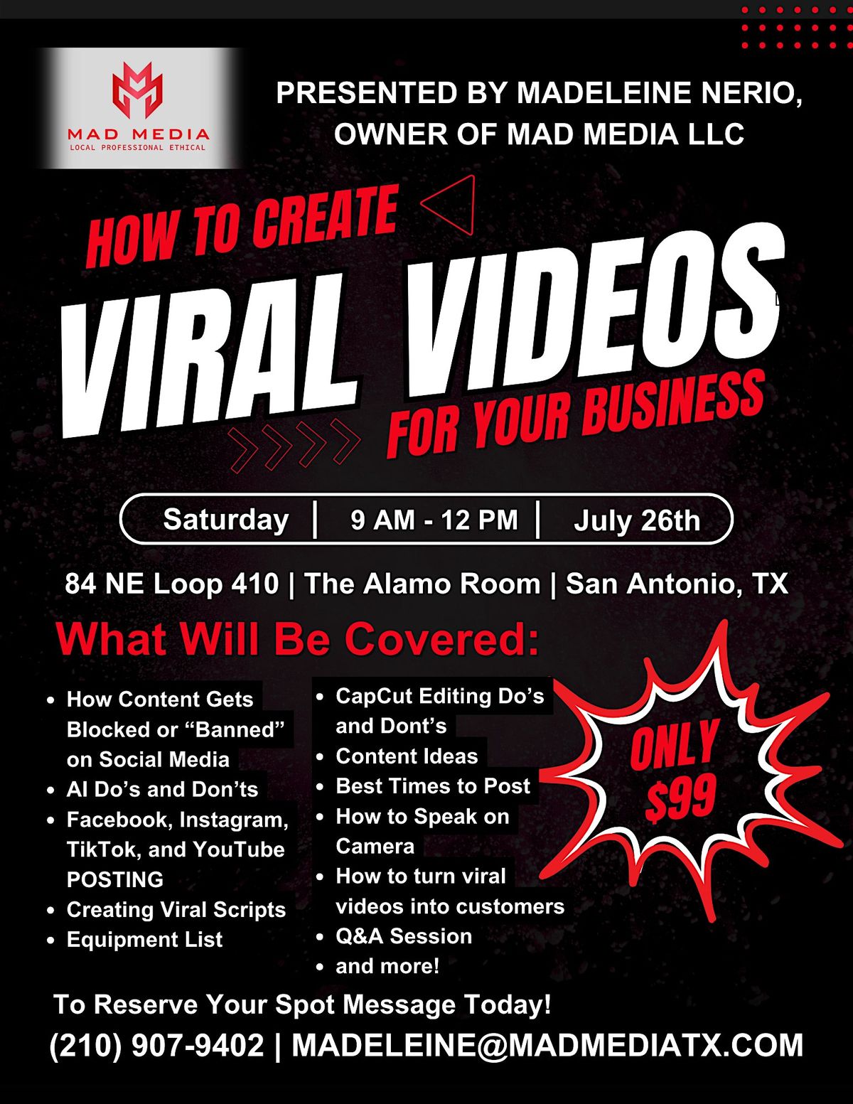 How to Create Viral Videos for Your Business, 27 July | Event in San Antonio | AllEvents