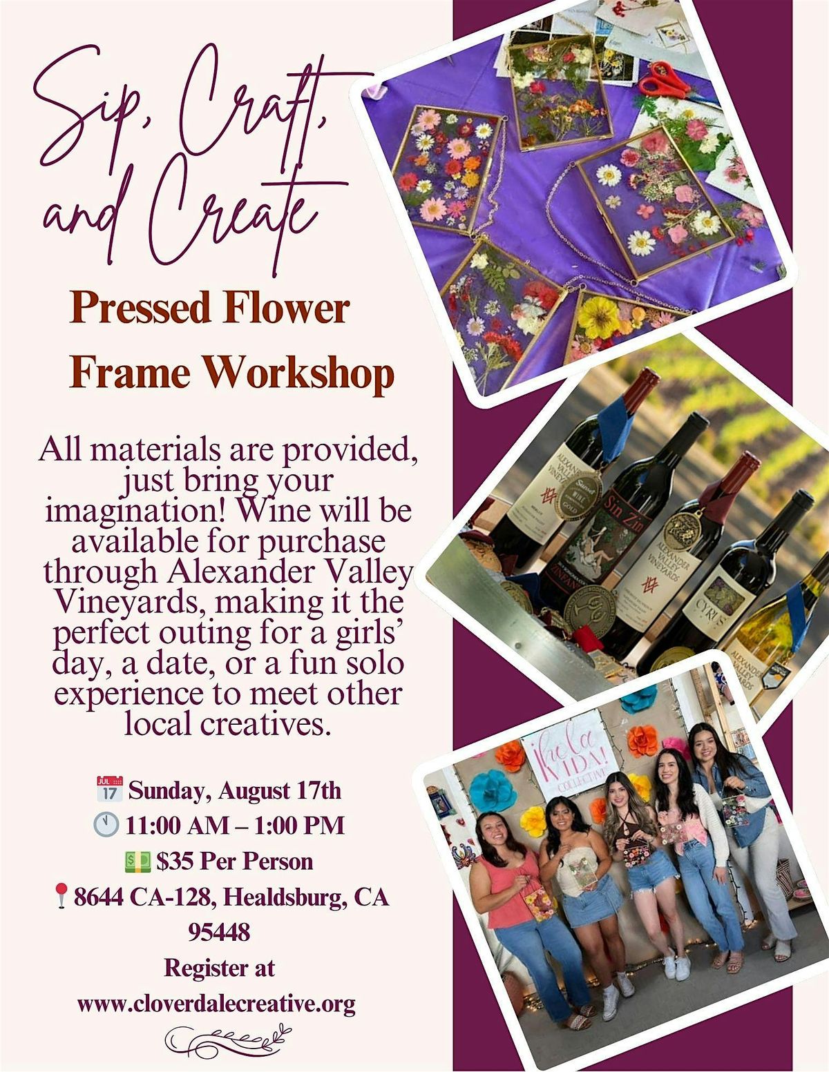 Pressed Flower Hanging Frame Workshop | Alexander Valley Vineyards, 17 August | Event in Healdsburg | AllEvents