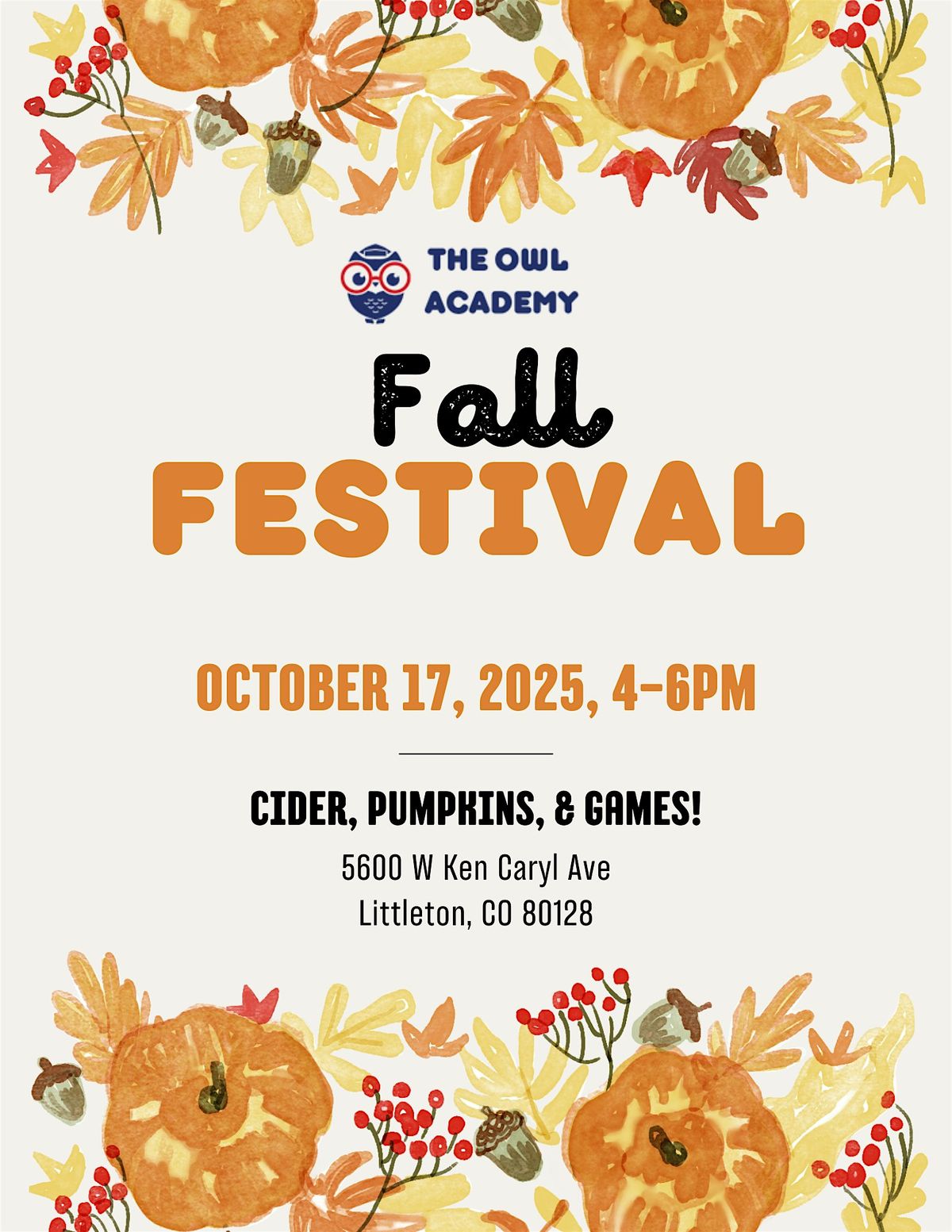 The Owl Academy’s Fall Fest 2025, 17 October | Event in Littleton | AllEvents