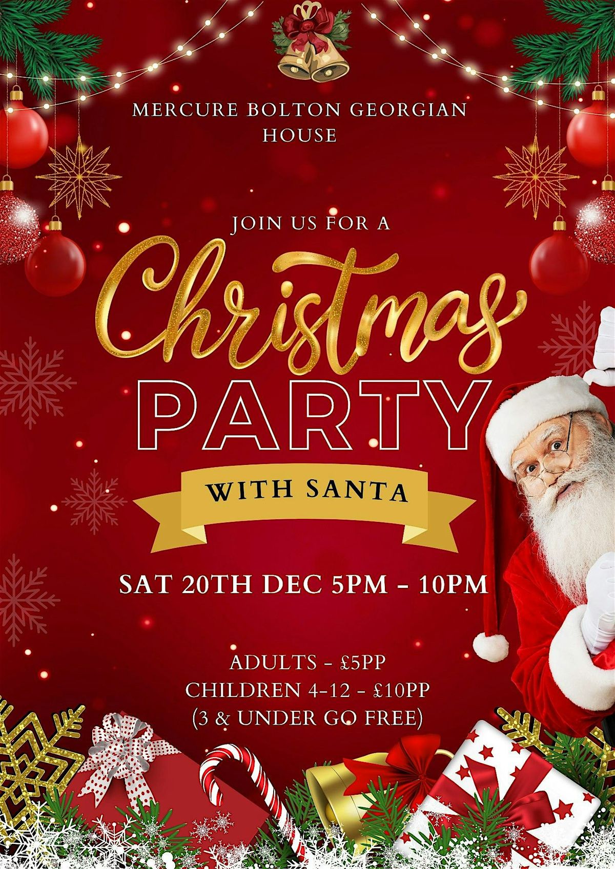 Family Christmas Party, With Santa. Saturday 20th December 5pm till 10pm, 20 December | Event in Blackrod