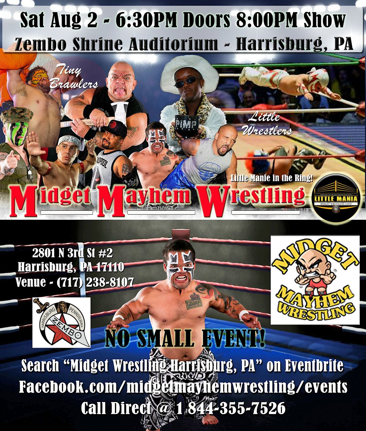 Midget Mayhem Wrestling Rips Through the Ring! Harrisburg VA (All-Ages), 2 August | Event in Harrisburg | AllEvents