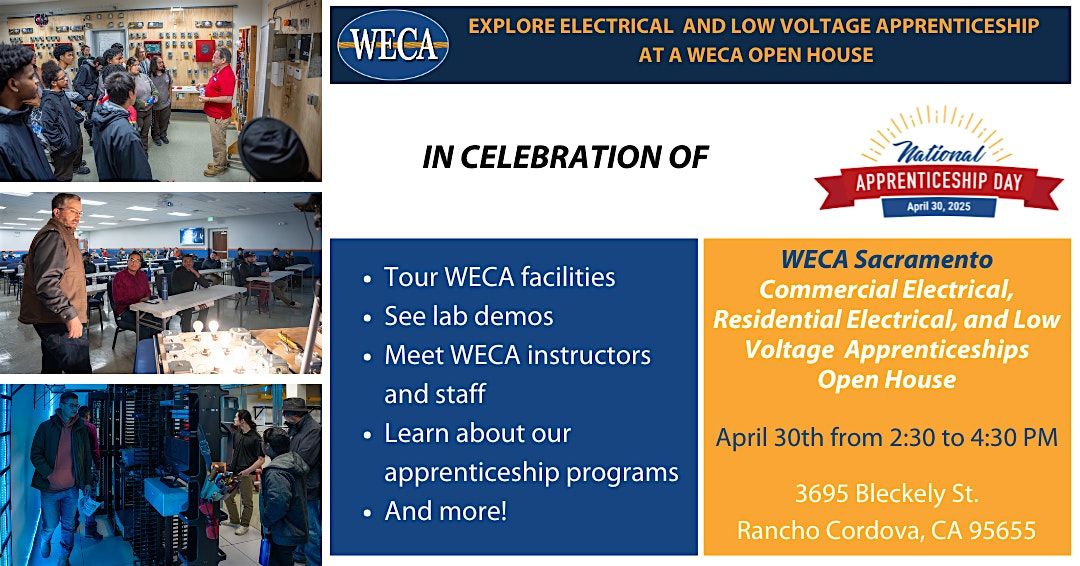 WECA Sacramento Electrical & Low Voltage Apprenticeship Programs Open House | Event in Rancho Cordova