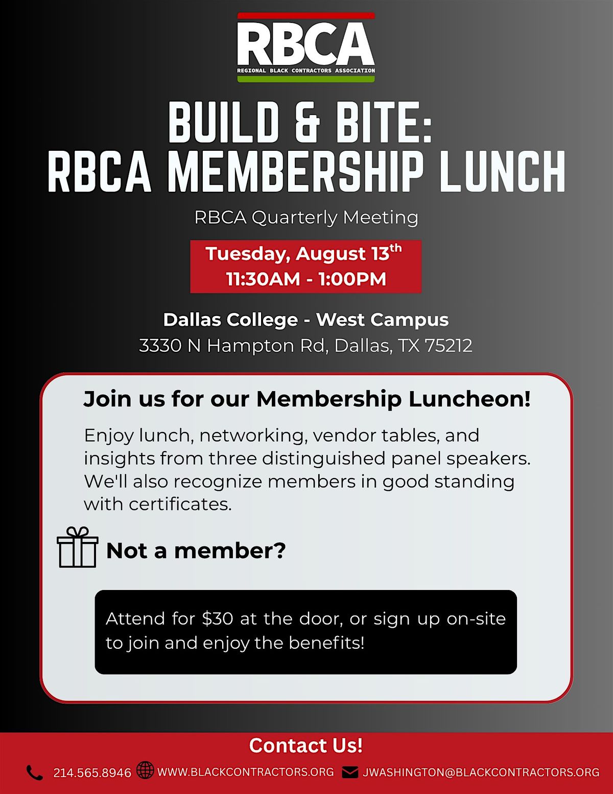Build & Bite: RBCA Membership Lunch, 13 August | Event in Dallas | AllEvents