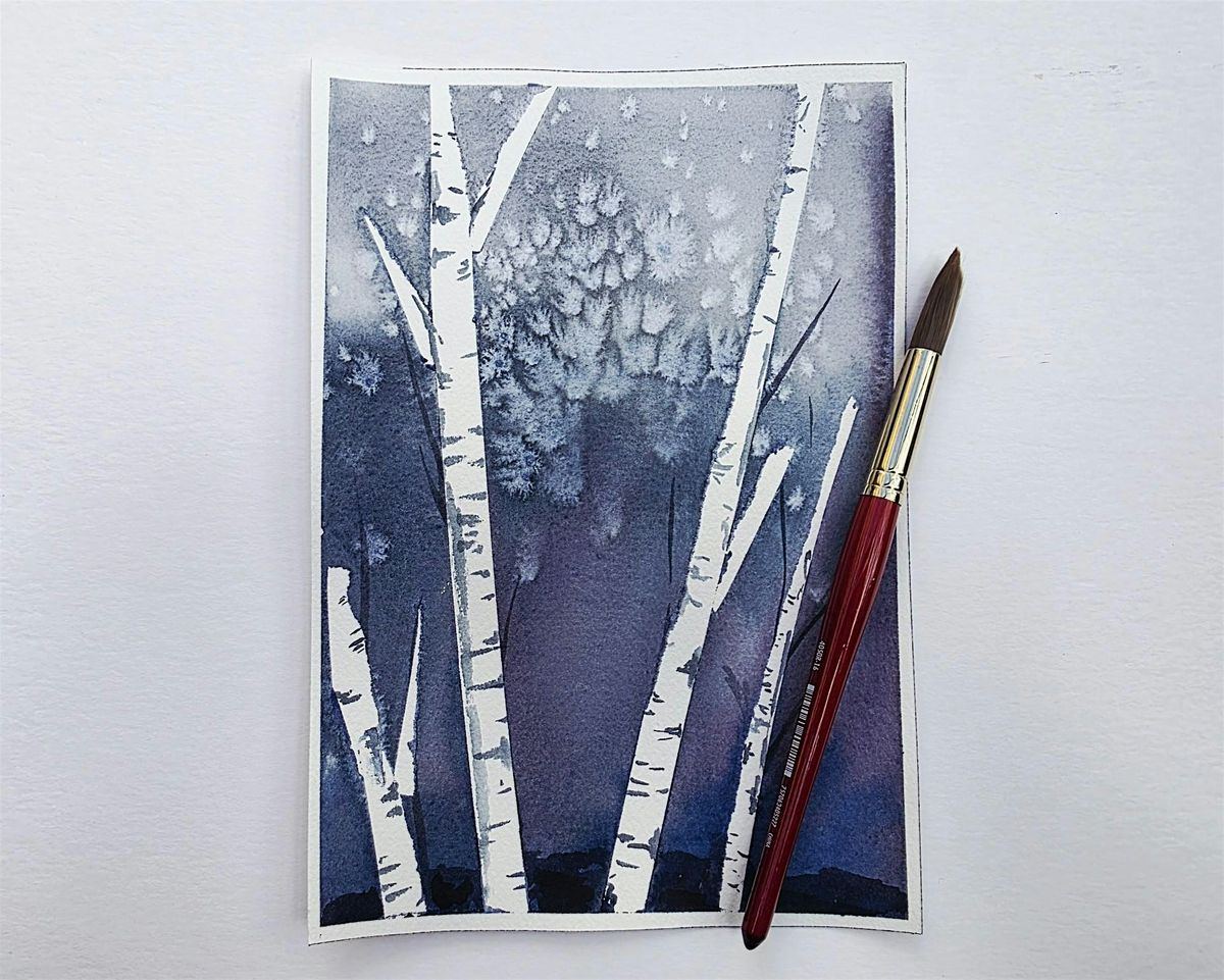 Watercolor - Winter Birch Trees, 16 January | Event in Orlando | AllEvents